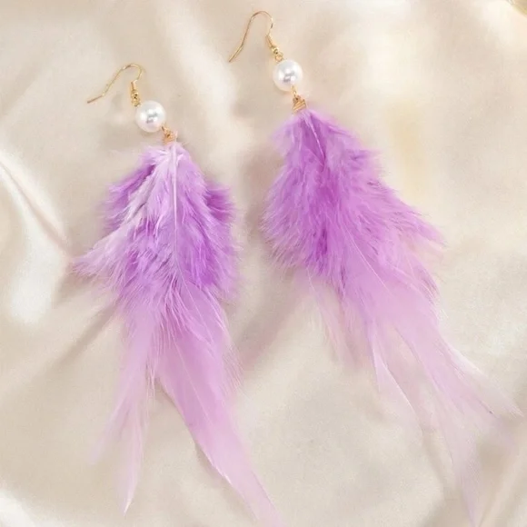 Feather Drop Earrings - Picture 6 of 6
